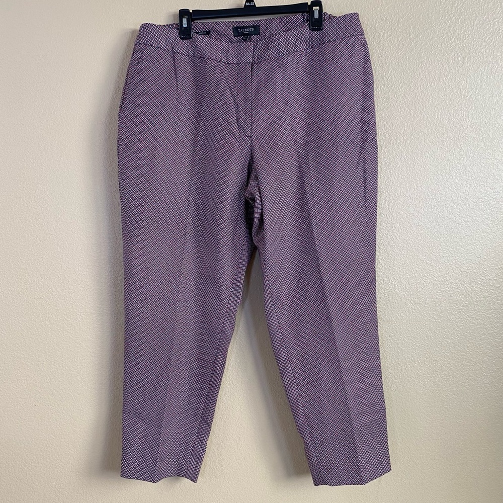 Talbots New 18W Red White Blue‎ Print Heritage Straight Leg Dress Pant